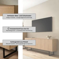 Home affaire Lowboard »Lund, moderner TV-Unterschrank, Kommode mit Kufengestell« optisch dünner Oberboden, hochwertige Optik, ausreichend Stauraum