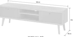 Home affaire Lowboard »MAVAS« in moderner Trendfarbe, Griffe aus Metall (Schwarz), Breite 160 cm