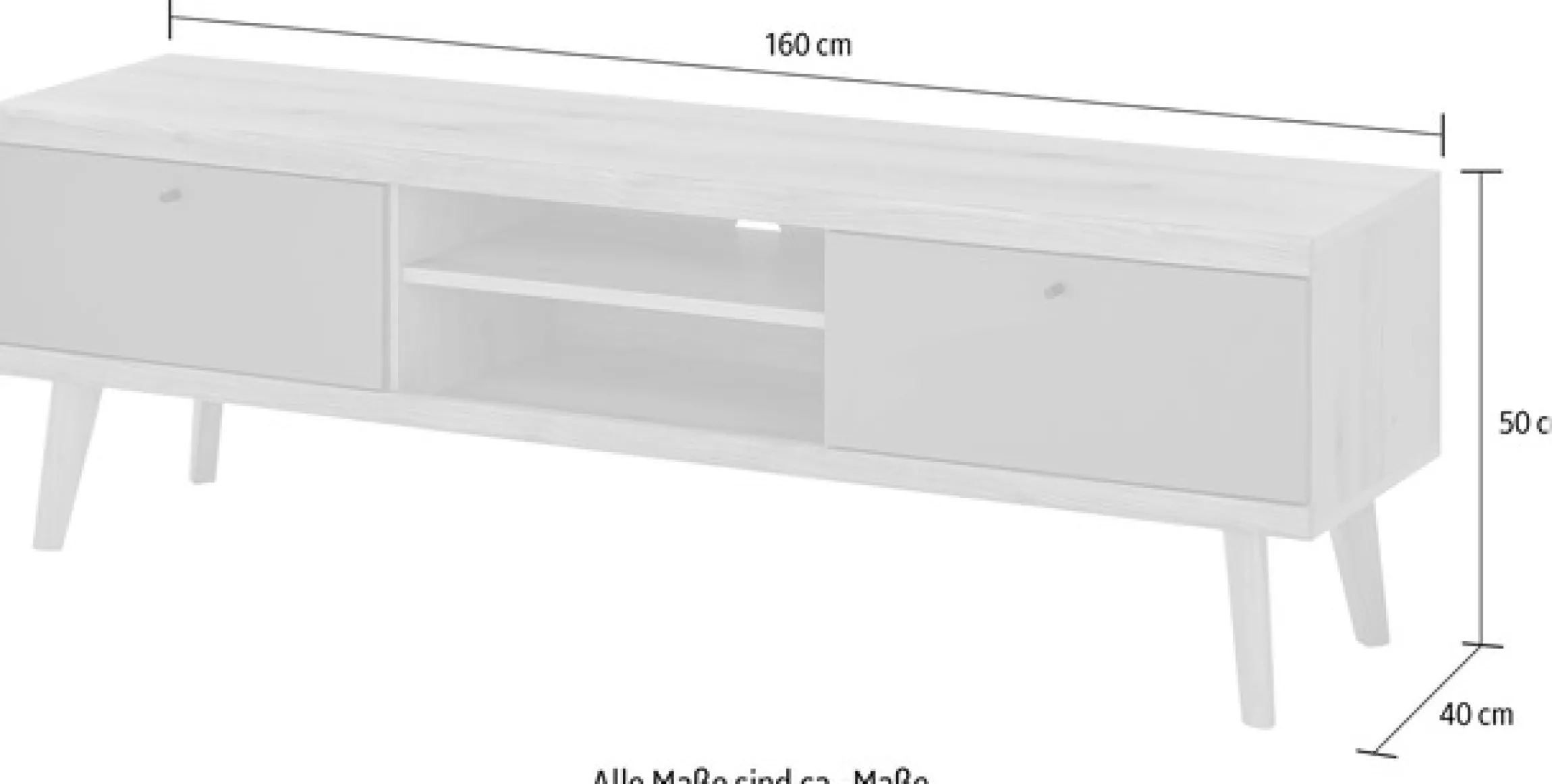 Home affaire Lowboard »MAVAS« in moderner Trendfarbe, Griffe aus Metall (Schwarz), Breite 160 cm