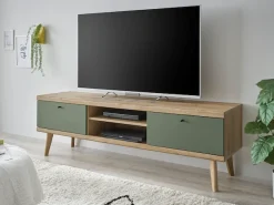 Home affaire Lowboard »MAVAS« in moderner Trendfarbe, Griffe aus Metall (Schwarz), Breite 160 cm