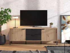 Home affaire Lowboard »Mayenne, TV-Lowboard, Breite 157 cm« TV-Kommode, Türen mit Rillen-Optik, 2 Schubkästen