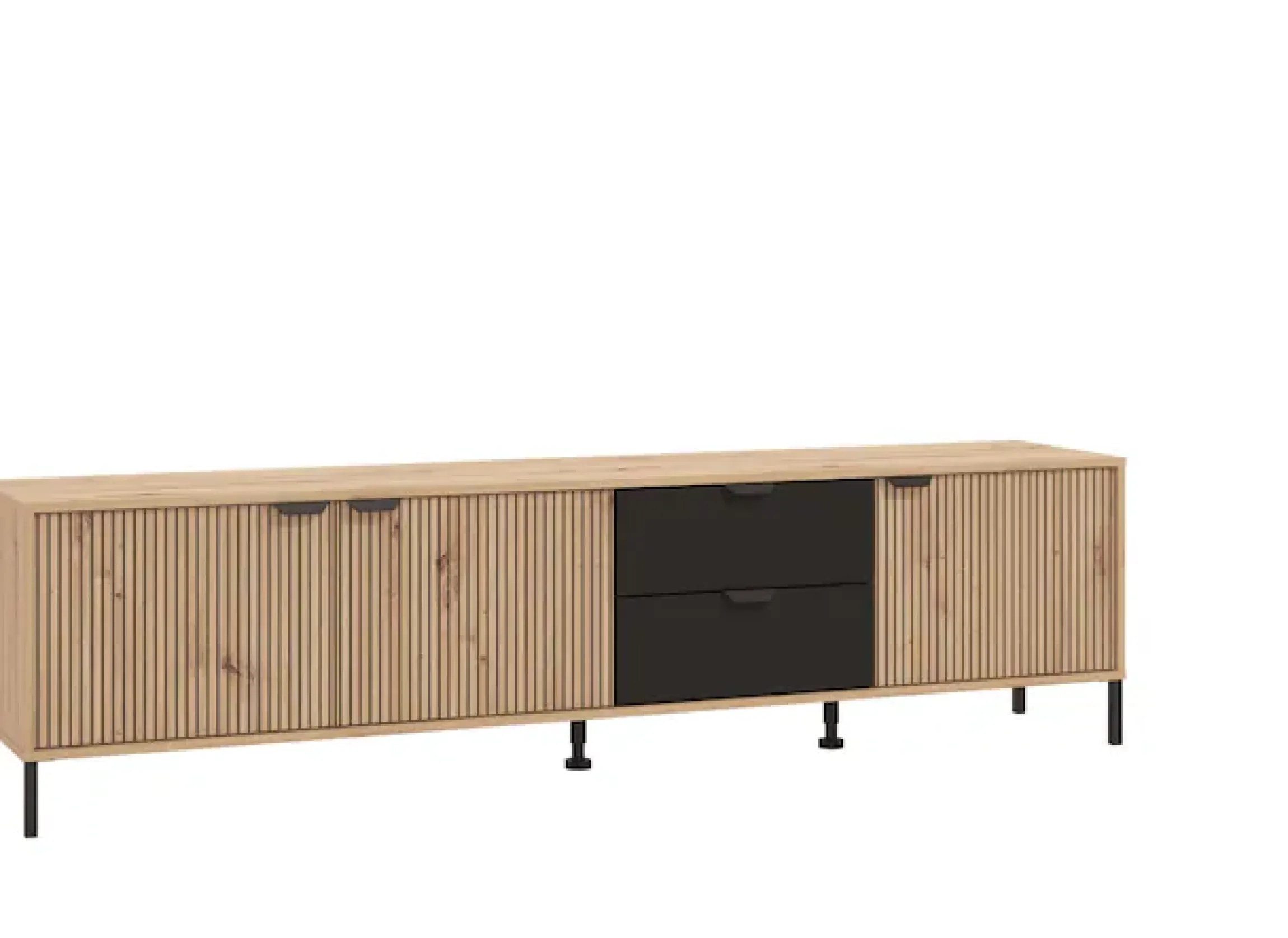 Home affaire Lowboard »Mayenne TV-Lowbord, Breite 208 cm« Kommode mit 3 Türen mit Rillen-Optik, 2 Schubkästen