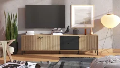 Home affaire Lowboard »Mayenne TV-Lowbord, Breite 208 cm« Kommode mit 3 Türen mit Rillen-Optik, 2 Schubkästen