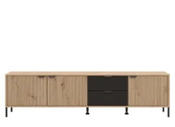 Home affaire Lowboard »Mayenne TV-Lowbord, Breite 208 cm« Kommode mit 3 Türen mit Rillen-Optik, 2 Schubkästen