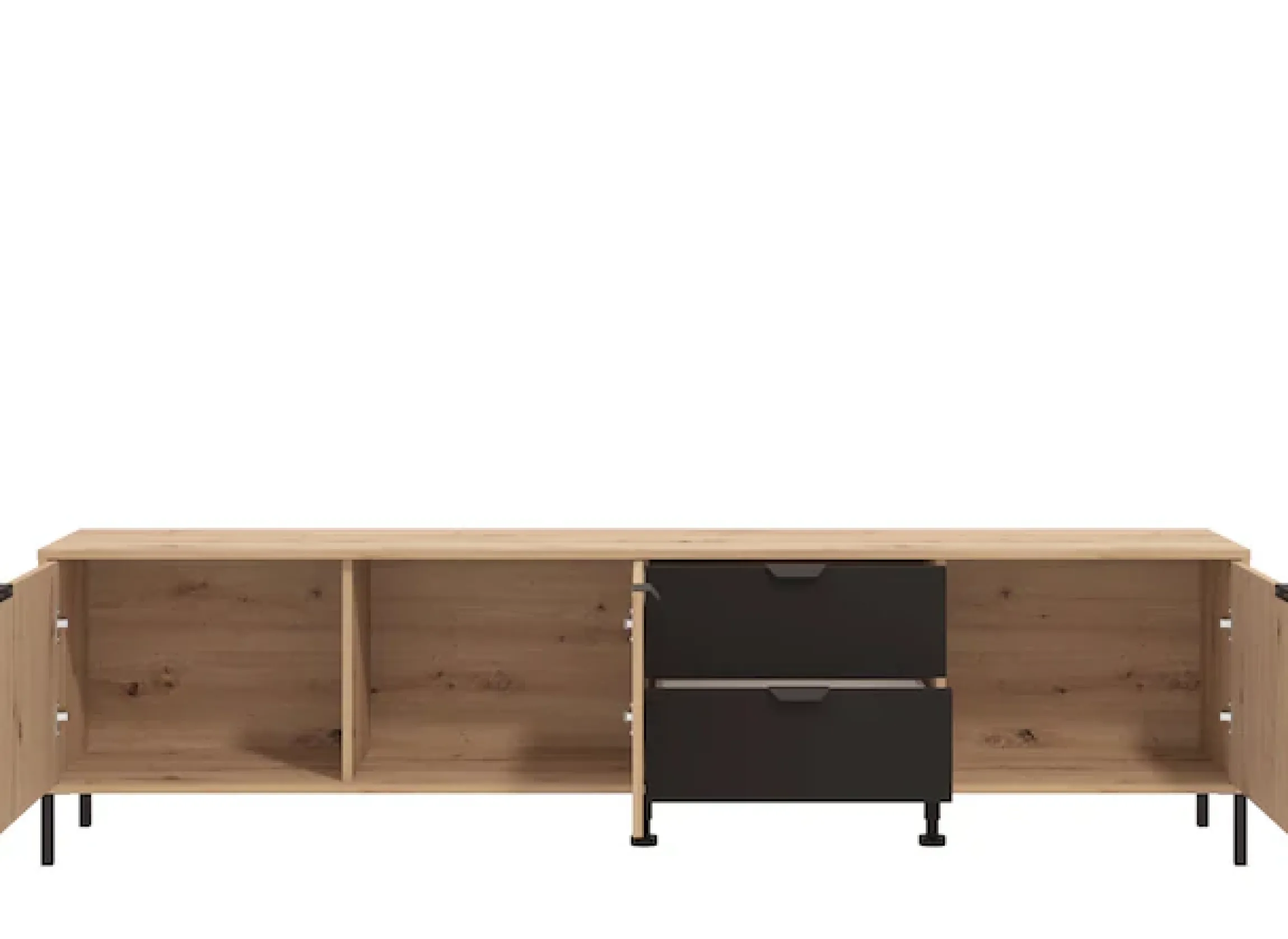 Home affaire Lowboard »Mayenne TV-Lowbord, Breite 208 cm« Kommode mit 3 Türen mit Rillen-Optik, 2 Schubkästen