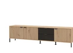 Home affaire Lowboard »Mayenne TV-Lowbord, Breite 208 cm« Kommode mit 3 Türen mit Rillen-Optik, 2 Schubkästen