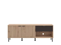 Home affaire Lowboard »Mayenne TV-Lowboard, Breite 150 cm, TV-Schrank, TV-Ständer« TV-Kommode mit dekorativen schwarzen Streifen, in Artisan Eiche