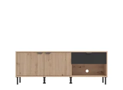 Home affaire Lowboard »Mayenne TV-Lowboard, Breite 150 cm, TV-Schrank, TV-Ständer« TV-Kommode mit dekorativen schwarzen Streifen, in Artisan Eiche