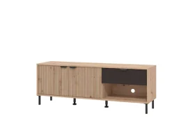 Home affaire Lowboard »Mayenne TV-Lowboard, Breite 150 cm, TV-Schrank, TV-Ständer« TV-Kommode mit dekorativen schwarzen Streifen, in Artisan Eiche