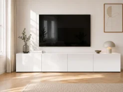 Home affaire Lowboard »Mister, TV-Board, TV-Bank, TV-Kommode, TV-Möbel« mit 4 Klappen, komplett Hochglanz Lackiert, Breite 225 cm
