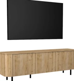 Home affaire Lowboard »Murano, 181 cm breit, 3 Türen, TV-Schrank, TV-Kommode, Medienboard« Formgebogenes MDF, Stirnseiten mit Rundung, Füße und Griffe aus Metall