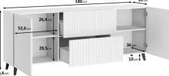 Home affaire Lowboard »Phuket, Front MDF« 2 Schubladen, 4 Türen, 6 geschlossenen Fächern, Breite 180cm