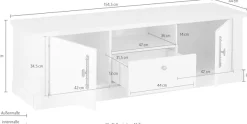 Home affaire Lowboard »RAVENNA« im romantischen Landhausstil, Griffe aus Metall, Breite 155 cm