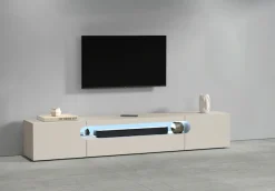 Home affaire Lowboard »REAL TV-Möbel, 240 cm breit, 40/60 cm hoch, Hochglanz oder matt« mit 2 abgerundeten Türen, 1 Klappe, die ein ovales offenes Fach bilden
