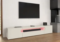 Home affaire Lowboard »REAL TV-Möbel, 240 cm breit, 40/60 cm hoch, Hochglanz oder matt« mit 2 abgerundeten Türen, 1 Klappe, die ein ovales offenes Fach bilden