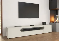 Home affaire Lowboard »REAL TV-Möbel, 240 cm breit, 40/60 cm hoch, Hochglanz oder matt« mit 2 abgerundeten Türen, 1 Klappe, die ein ovales offenes Fach bilden