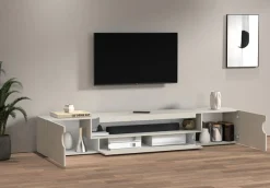 Home affaire Lowboard »REAL TV-Möbel, 240 cm breit, 40/60 cm hoch, Hochglanz oder matt« mit 2 abgerundeten Türen, 1 Klappe, die ein ovales offenes Fach bilden