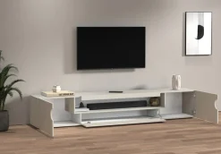 Home affaire Lowboard »REAL TV-Möbel, 240 cm breit, 40/60 cm hoch, Hochglanz oder matt« mit 2 abgerundeten Türen, 1 Klappe, die ein ovales offenes Fach bilden