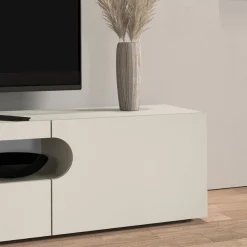 Home affaire Lowboard »REAL TV-Möbel, 240 cm breit, 40/60 cm hoch, Hochglanz oder matt« mit 2 abgerundeten Türen, 1 Klappe, die ein ovales offenes Fach bilden
