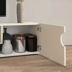 Home affaire Lowboard »REAL TV-Möbel, 240 cm breit, 40/60 cm hoch, Hochglanz oder matt« mit 2 abgerundeten Türen, 1 Klappe, die ein ovales offenes Fach bilden