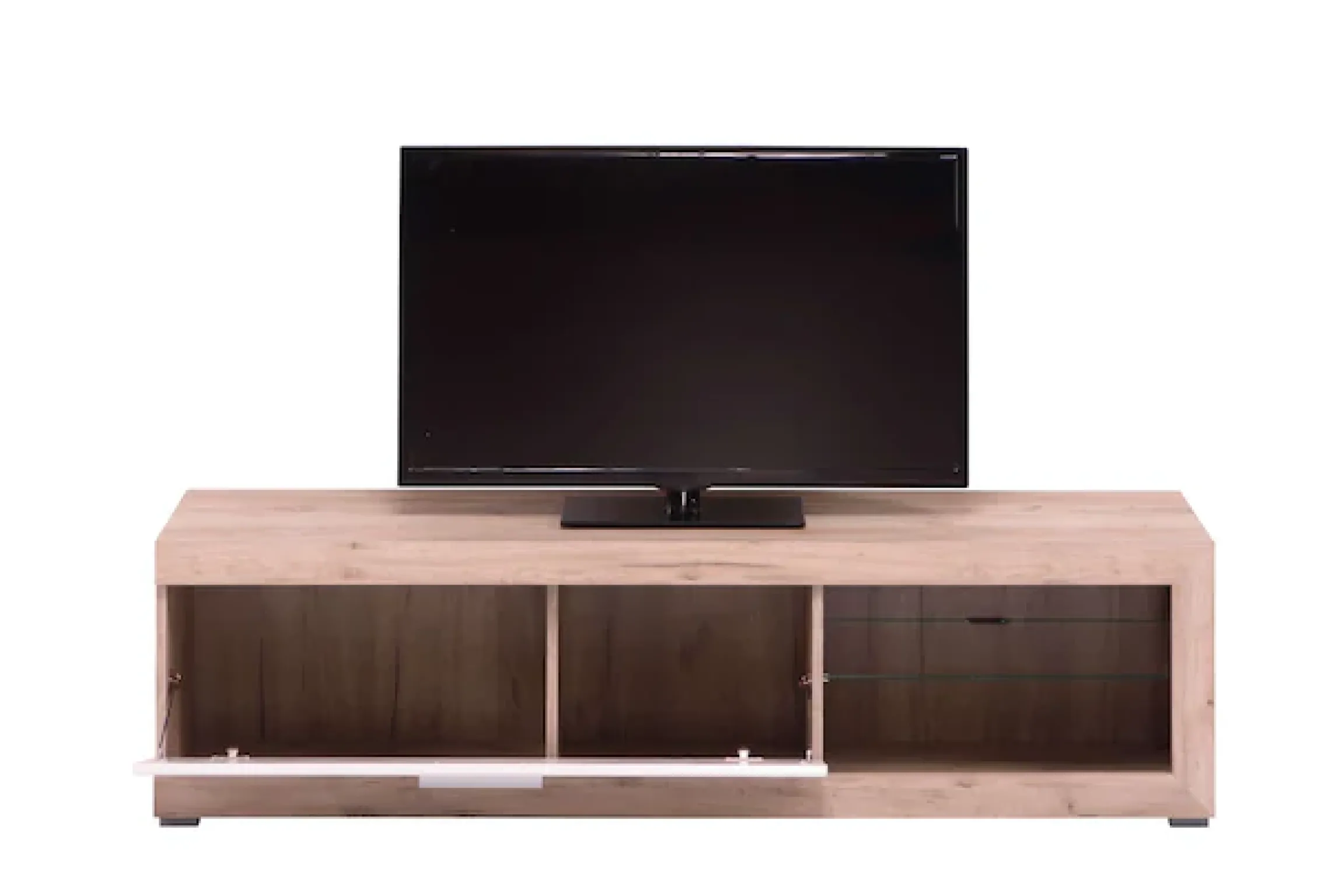 Home affaire Lowboard »Remo TV-Kommode, Breite 160 cm, Höhe 45 cm, offenes Fach mit Glasboden« Wahlweise mit oder ohne LED-Beleuchtung, 1 Klappe, 1 offenes Fach