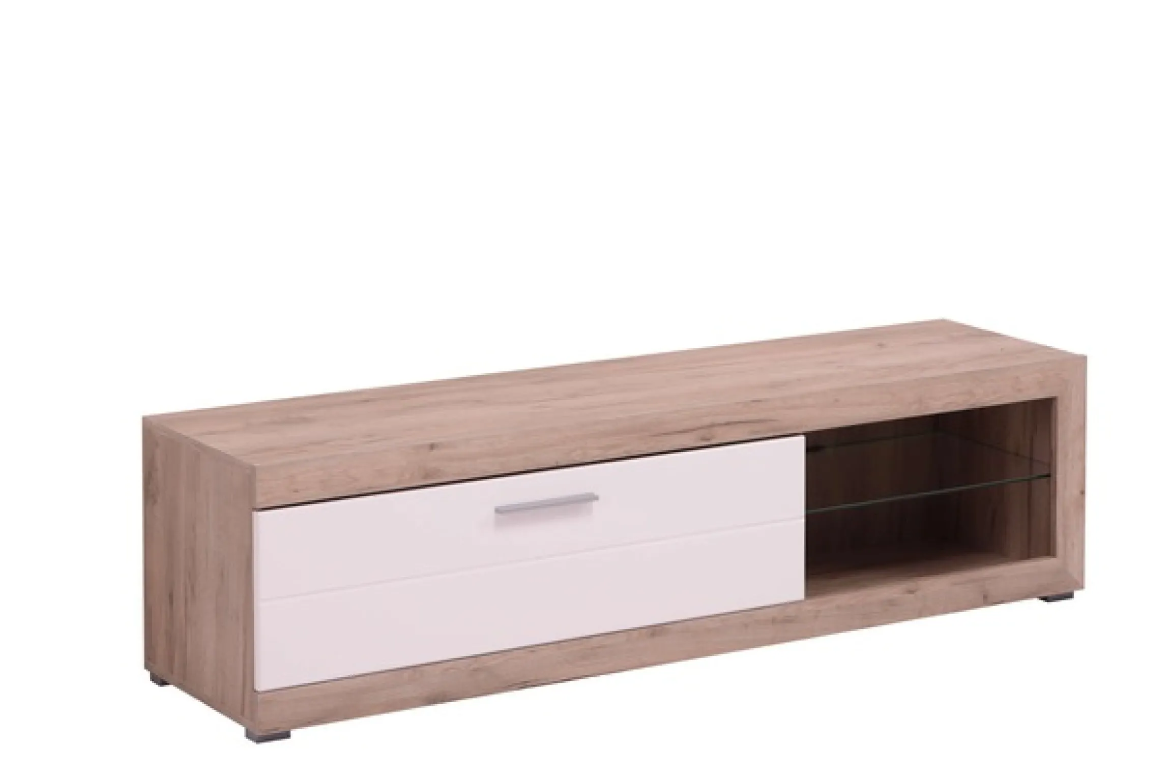 Home affaire Lowboard »Remo TV-Kommode, Breite 160 cm, Höhe 45 cm, offenes Fach mit Glasboden« Wahlweise mit oder ohne LED-Beleuchtung, 1 Klappe, 1 offenes Fach
