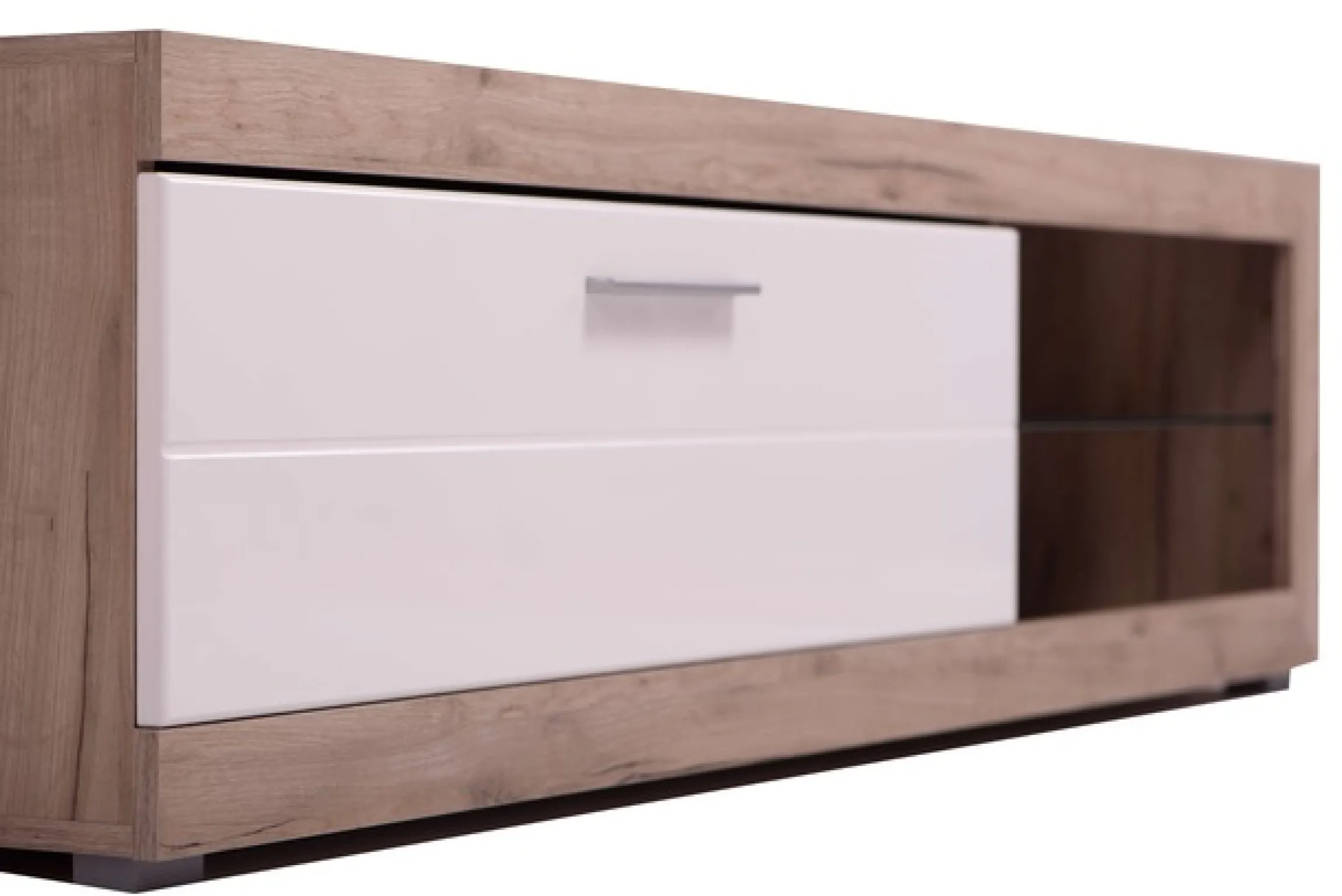 Home affaire Lowboard »Remo TV-Kommode, Breite 160 cm, Höhe 45 cm, offenes Fach mit Glasboden« Wahlweise mit oder ohne LED-Beleuchtung, 1 Klappe, 1 offenes Fach