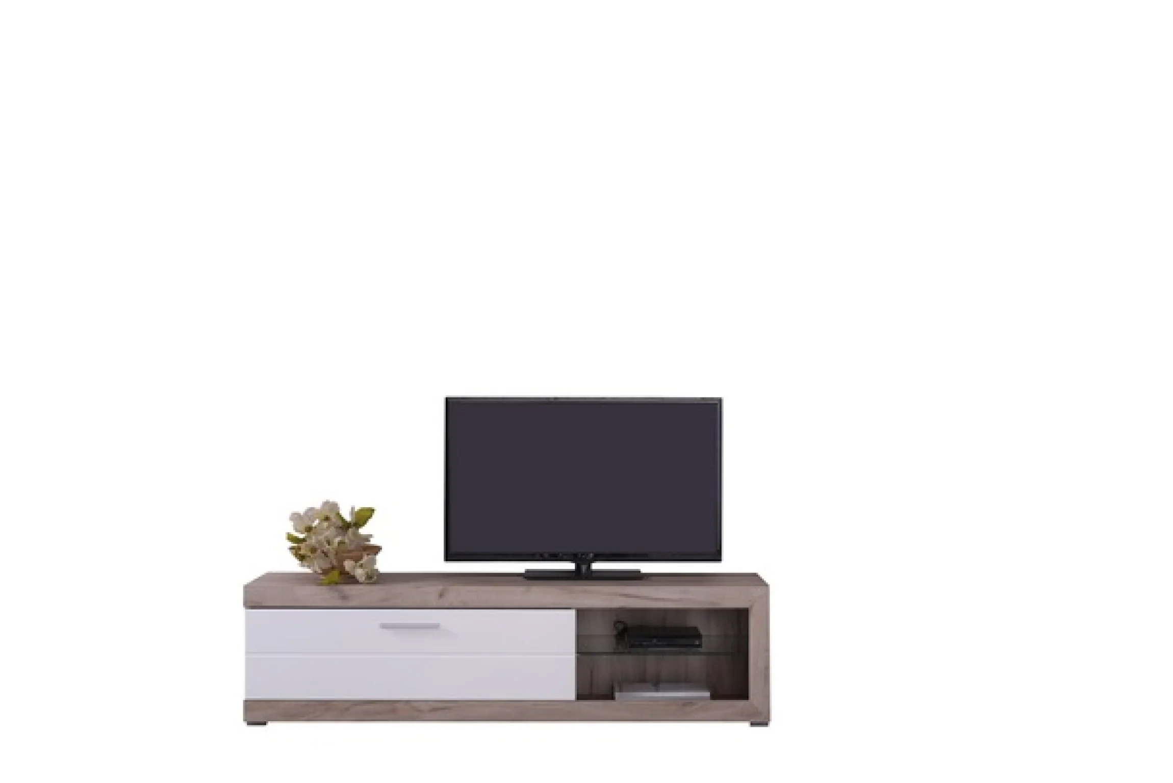 Home affaire Lowboard »Remo TV-Kommode, Breite 160 cm, Höhe 45 cm, offenes Fach mit Glasboden« Wahlweise mit oder ohne LED-Beleuchtung, 1 Klappe, 1 offenes Fach