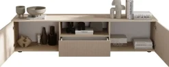Home affaire Lowboard »Rio Breite 181 cm, TV-Board 2 Türen u. 1 Schubkasten, TV-Schrank« geriffelte MDF-Fronten, modern u. elegant, Kabelführung, viel Stauraum