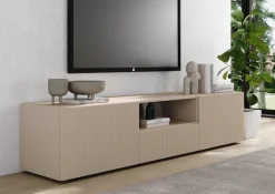 Home affaire Lowboard »Rio Breite 181 cm, TV-Board 2 Türen u. 1 Schubkasten, TV-Schrank« geriffelte MDF-Fronten, modern u. elegant, Kabelführung, viel Stauraum