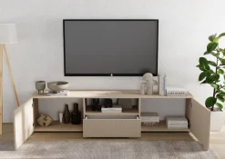 Home affaire Lowboard »Rio Breite 181 cm, TV-Board 2 Türen u. 1 Schubkasten, TV-Schrank« geriffelte MDF-Fronten, modern u. elegant, Kabelführung, viel Stauraum