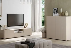 Home affaire Lowboard »Rio Breite 181 cm, TV-Board 2 Türen u. 1 Schubkasten, TV-Schrank« geriffelte MDF-Fronten, modern u. elegant, Kabelführung, viel Stauraum