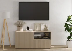 Home affaire Lowboard »Rio Breite 120 cm, TV-Board 1 Tür u. 1 Schubkasten, TV-Schrank« geriffelte MDF-Fronten, modern u. elegant, Kabelführung, platzsparend