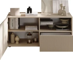 Home affaire Lowboard »Rio Breite 120 cm, TV-Board 1 Tür u. 1 Schubkasten, TV-Schrank« geriffelte MDF-Fronten, modern u. elegant, Kabelführung, platzsparend