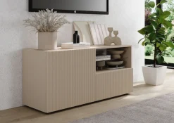 Home affaire Lowboard »Rio Breite 120 cm, TV-Board 1 Tür u. 1 Schubkasten, TV-Schrank« geriffelte MDF-Fronten, modern u. elegant, Kabelführung, platzsparend