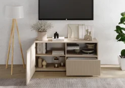 Home affaire Lowboard »Rio Breite 120 cm, TV-Board 1 Tür u. 1 Schubkasten, TV-Schrank« geriffelte MDF-Fronten, modern u. elegant, Kabelführung, platzsparend
