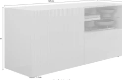 Home affaire Lowboard »Rio Breite 120 cm, TV-Board 1 Tür u. 1 Schubkasten, TV-Schrank« geriffelte MDF-Fronten, modern u. elegant, Kabelführung, platzsparend