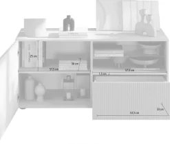 Home affaire Lowboard »Rio Breite 120 cm, TV-Board 1 Tür u. 1 Schubkasten, TV-Schrank« geriffelte MDF-Fronten, modern u. elegant, Kabelführung, platzsparend