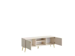 Home affaire Lowboard »ROMELIS TV-Schrank mit 2 Türen und einem Fach, B/T/H: 156/40,5/54,8 cm« Beige TV-Kommode mit goldenen Akzenten, viel Stauraum