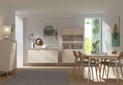 Home affaire Lowboard »ROMELIS TV-Schrank mit 2 Türen und einem Fach, B/T/H: 156/40,5/54,8 cm« Beige TV-Kommode mit goldenen Akzenten, viel Stauraum