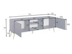 Home affaire Lowboard »ROMELIS TV-Schrank mit 2 Türen und einem Fach, B/T/H: 156/40,5/54,8 cm« Beige TV-Kommode mit goldenen Akzenten, viel Stauraum