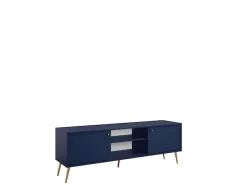 Home affaire Lowboard »ROMILDA TV-Schrank mit 2 Türen und einem Fach, B/T/H: 156/40,5/54,8 cm« Dunkelblaue TV-Kommode mit goldenen Akzenten, viel Stauraum
