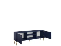Home affaire Lowboard »ROMILDA TV-Schrank mit 2 Türen und einem Fach, B/T/H: 156/40,5/54,8 cm« Dunkelblaue TV-Kommode mit goldenen Akzenten, viel Stauraum