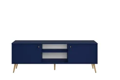 Home affaire Lowboard »ROMILDA TV-Schrank mit 2 Türen und einem Fach, B/T/H: 156/40,5/54,8 cm« Dunkelblaue TV-Kommode mit goldenen Akzenten, viel Stauraum