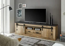 Home affaire Lowboard »Sherwood, TV-Unterteil im Industrial-Style, Kommode, TV-Schrank« Scheunentorbeschlag & Apothekergriff, in 2 Farben & Größen erhältlich