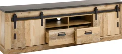 Home affaire Lowboard »Sherwood, TV-Unterteil im Industrial-Style, Kommode, TV-Schrank« Scheunentorbeschlag & Apothekergriff, in 2 Farben & Größen erhältlich