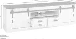Home affaire Lowboard »Sherwood, TV-Unterteil im Industrial-Style, Kommode, TV-Schrank« Scheunentorbeschlag & Apothekergriff, in 2 Farben & Größen erhältlich