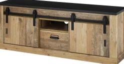 Home affaire Lowboard »Sherwood, TV-Unterteil im Industrial-Style, Kommode, TV-Schrank« Scheunentorbeschlag & Apothekergriff, in 2 Farben & Größen erhältlich