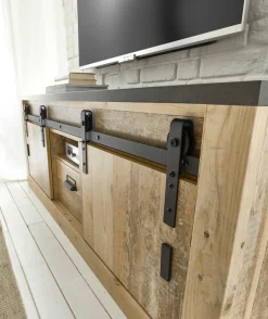 Home affaire Lowboard »Sherwood, TV-Unterteil im Industrial-Style, Kommode, TV-Schrank« Scheunentorbeschlag & Apothekergriff, in 2 Farben & Größen erhältlich