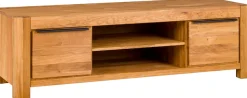 Home affaire Lowboard »SINA B/T/H: 173/45/51cm, schwarze Griffe, teilmassiv« 2 offene Fächer, holztür inkl. Dämpfer,